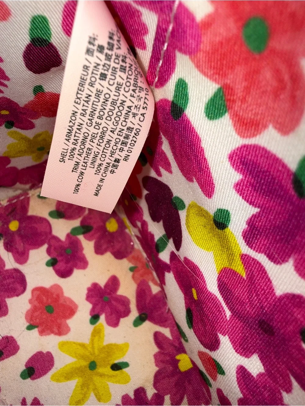 Kate Spade Sam Wicker Medium Satchel Bag Basket Tote Floral Drawstring Pink